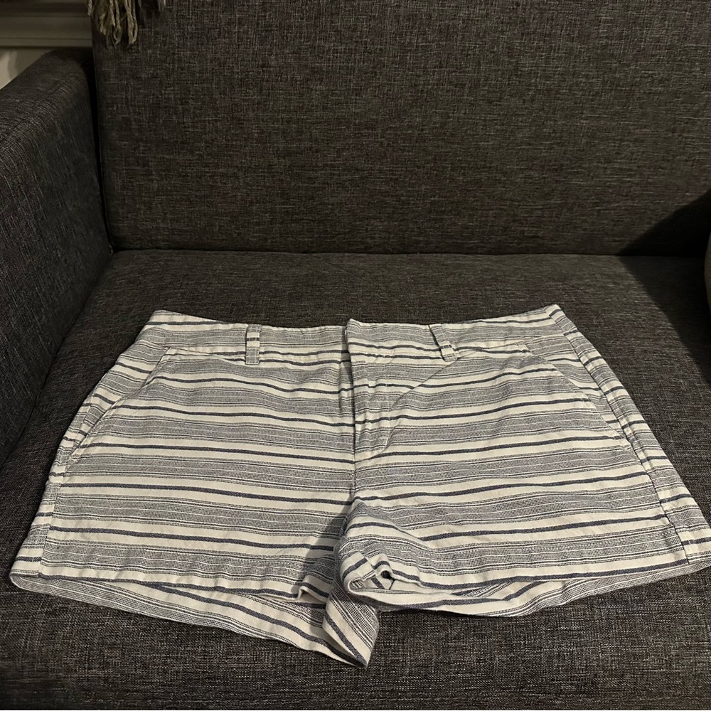Gap Striped Shorts Size 10 Dusty Blue and White